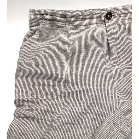 C&B Ladies Size 6 Striped Capris Front Back Pockets Linen Cotton Blend - Picture 2 of 9